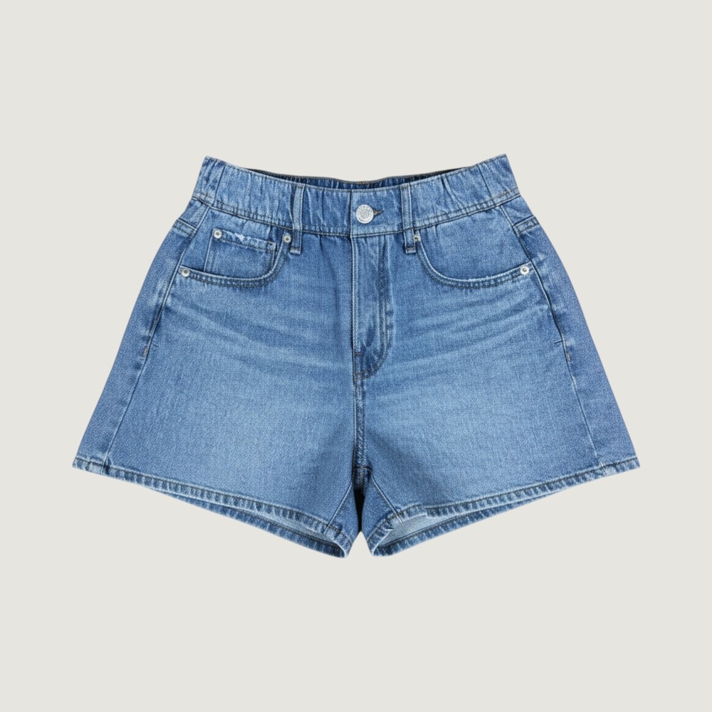Rag & Bone Miramar Blue Denim Print Cotton Terry Shorts XS W1C812SH9MTE